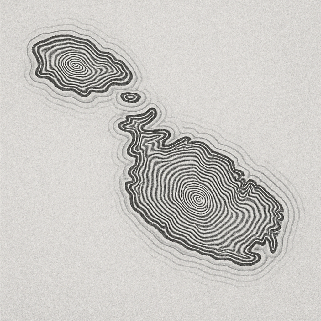 A counter-map of the Maltese archipelago: Malta, Gozo & Comino. Generated by AI with the aim of highlighting the fluidity, resonance and connectedness of borders